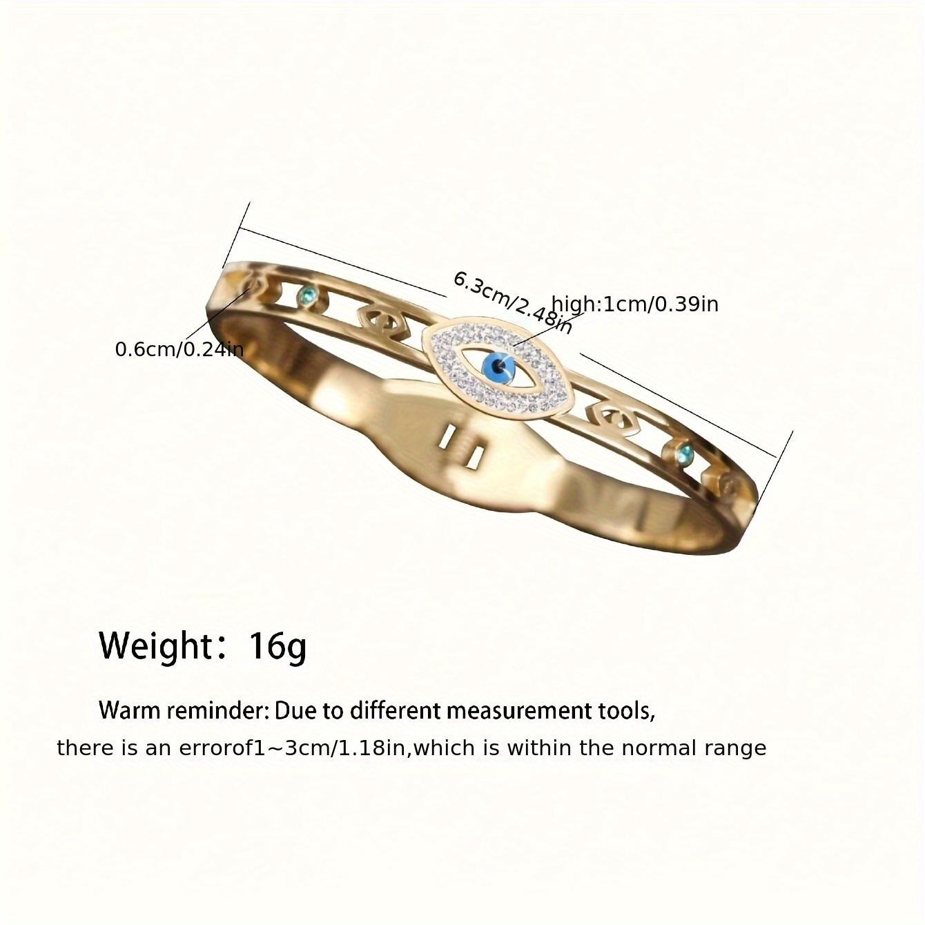 Evil Eye Stainless Steel Bracelet 18K Golden Plated Vintage Style